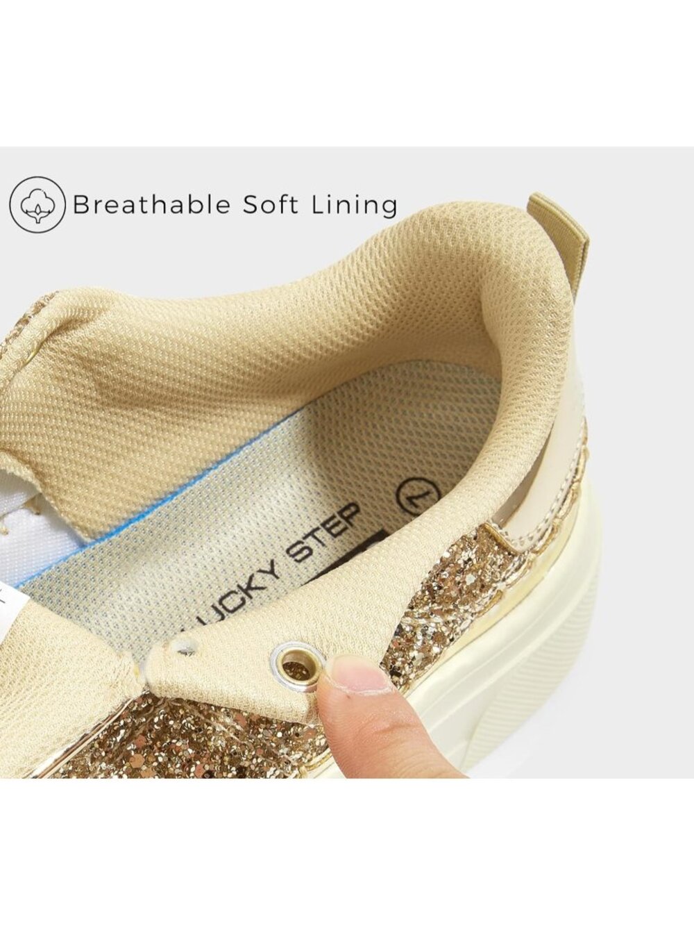 Women's Gold Sparkly Shiny Low Top Glitter Fashion Bling Casual Walking Sneakers - Picture 2 of 6